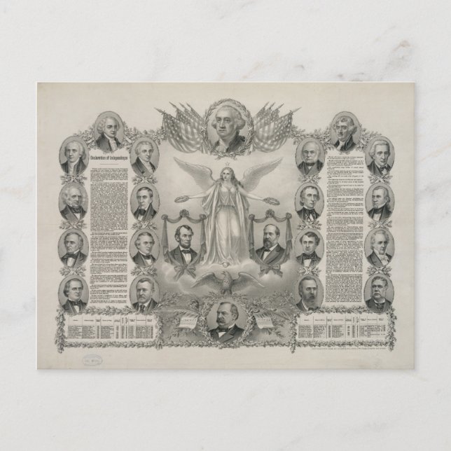 U.S. Declaration of Independence by Kurz & Allison Postcard (Front)