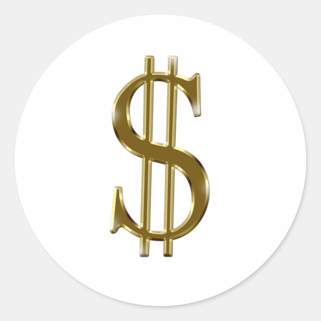 $ U.S.dollar sign gold Classic Round Sticker (Front)