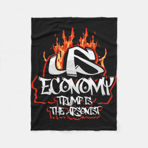 U.s. Economy On Fire Collapsing Trump The Arsonist Fleece Blanket