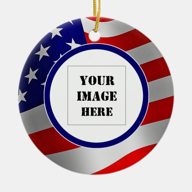U.S. Flag Custom Photo Ornament (Front)