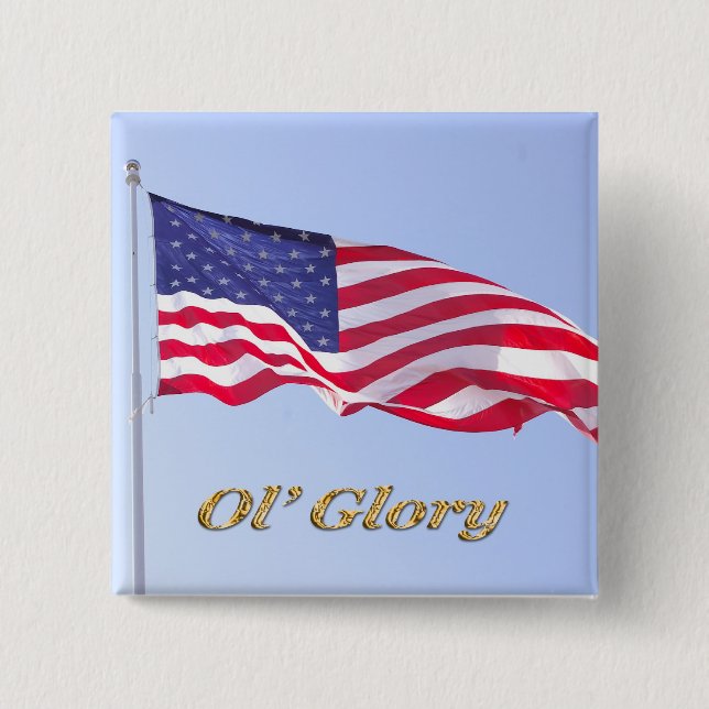 u s flag, ol' glory 15 cm square badge (Front)