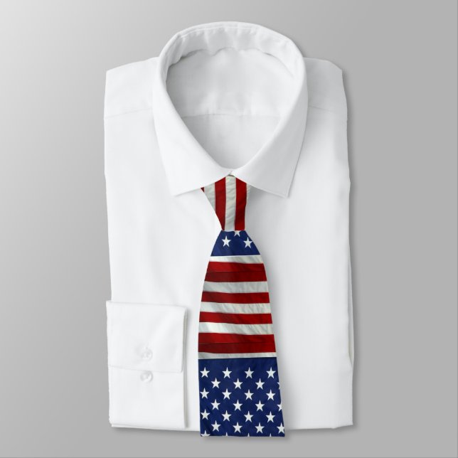 U. S. Flag Patriotic American Pride Tie (Tied)