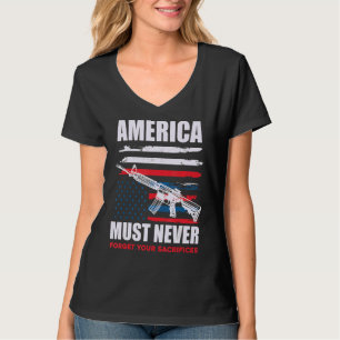 U S Flag Veteran Rifle T-Shirt