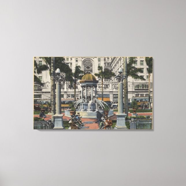 U.S. Grant Hotel, Plaza Park, Fountain View Canvas Print (Front)