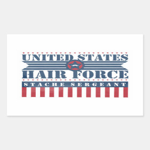 U.S. Hair Force Stache Sergeant Rectangular Sticker