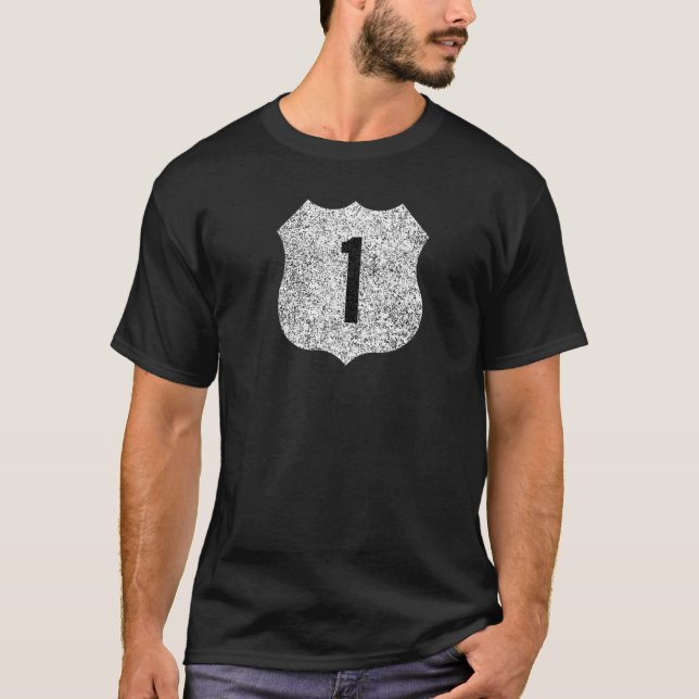 U S HIGHWAY 1 US1 ROAD SIGN ROUTE 1  1 T-Shirt (Front)