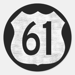 U.S. Highway 61 Route Sign Classic Round Sticker