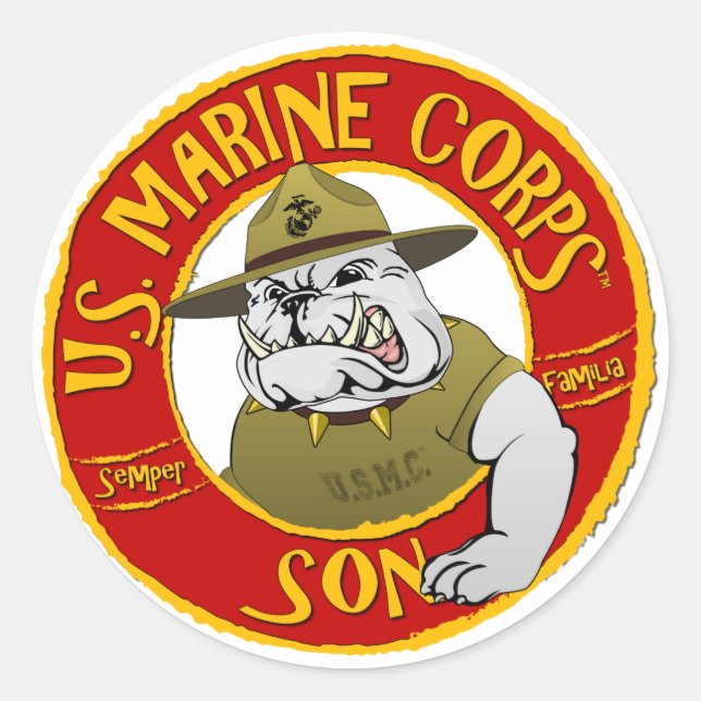 U.S. Marine Corps Son Classic Round Sticker (Front)