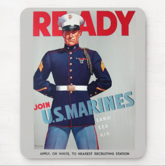 U.S. Marine Corps Vintage WWII "Ready" Poster Mouse Pad