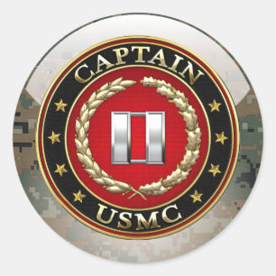 U.S. Marines: Captain (USMC Capt) [3D] Classic Round Sticker