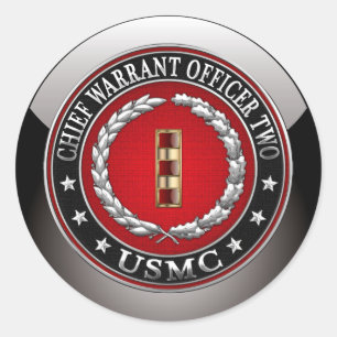 U.S. Marines: Chief Warrant Two (USMC CWO-2) [3D] Classic Round Sticker