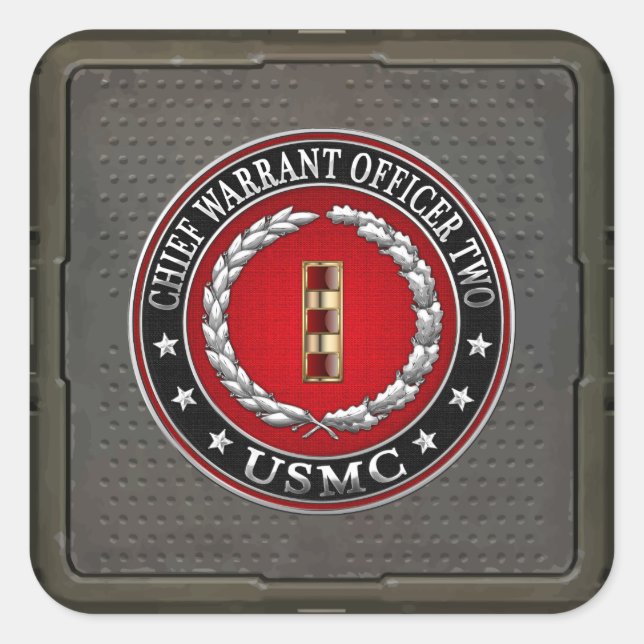 U.S. Marines: Chief Warrant Two (USMC CWO-2) [3D] Square Sticker (Front)