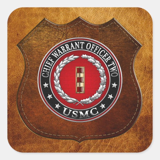 U.S. Marines: Chief Warrant Two (USMC CWO-2) [3D] Square Sticker (Front)
