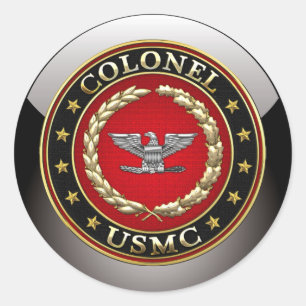U.S. Marines: Colonel (USMC Col) [3D] Classic Round Sticker