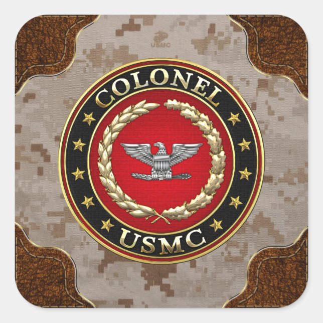 U.S. Marines: Colonel (USMC Col) [3D] Square Sticker (Front)