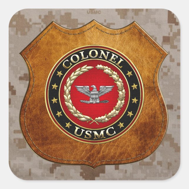 U.S. Marines: Colonel (USMC Col) [3D] Square Sticker (Front)