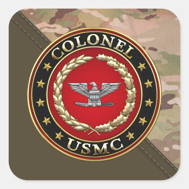 U.S. Marines: Colonel (USMC Col) [3D] Square Sticker (Front)