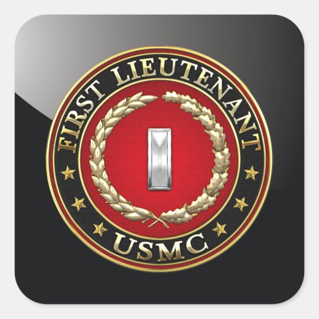U.S. Marines: First Lieutenant (USMC 1stLt) [3D] Square Sticker (Front)