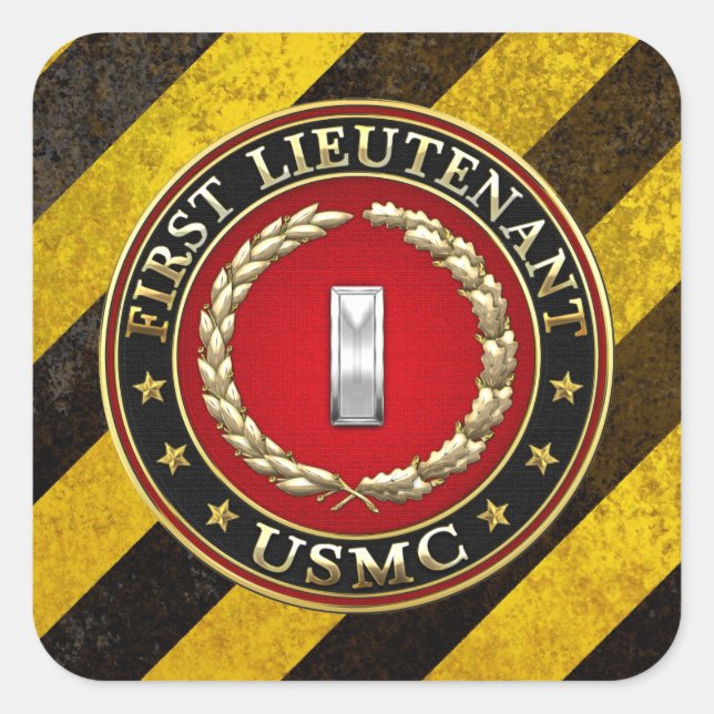 U.S. Marines: First Lieutenant (USMC 1stLt) [3D] Square Sticker (Front)