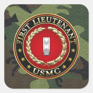U.S. Marines: First Lieutenant (USMC 1stLt) [3D] Square Sticker