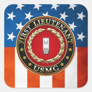 U.S. Marines: First Lieutenant (USMC 1stLt) [3D] Square Sticker