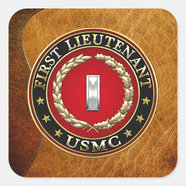 U.S. Marines: First Lieutenant (USMC 1stLt) [3D] Square Sticker (Front)