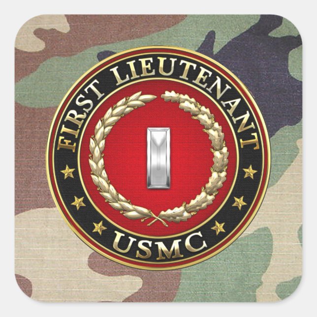 U.S. Marines: First Lieutenant (USMC 1stLt) [3D] Square Sticker (Front)
