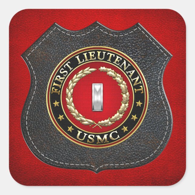 U.S. Marines: First Lieutenant (USMC 1stLt) [3D] Square Sticker (Front)