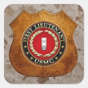 U.S. Marines: First Lieutenant (USMC 1stLt) [3D] Square Sticker