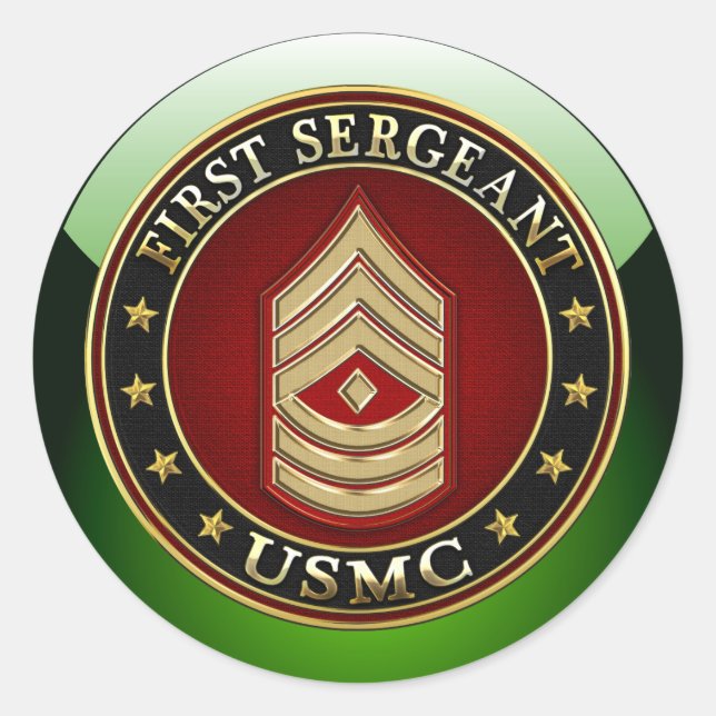 U.S. Marines: First Sergeant (USMC 1stSgt) [3D] Classic Round Sticker (Front)