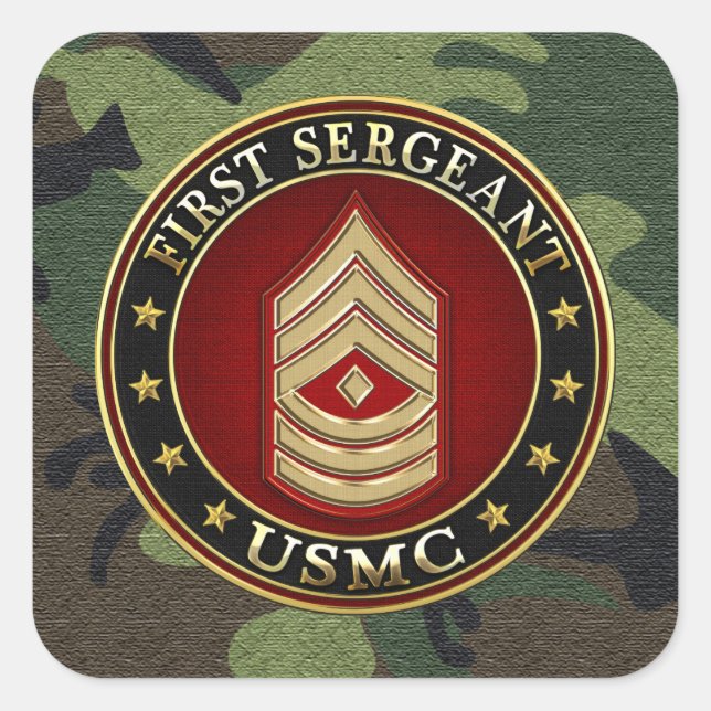 U.S. Marines: First Sergeant (USMC 1stSgt) [3D] Square Sticker (Front)