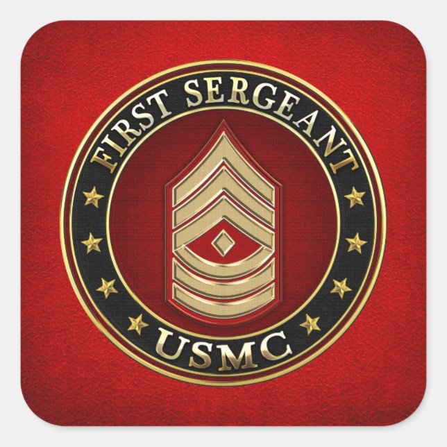 U.S. Marines: First Sergeant (USMC 1stSgt) [3D] Square Sticker (Front)