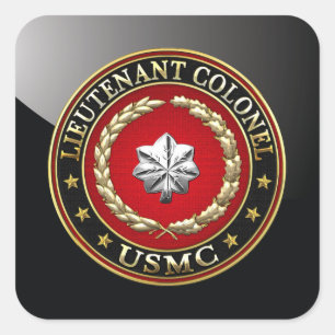 U.S. Marines: Lieutenant Colonel (USMC LtCol) [3D] Square Sticker