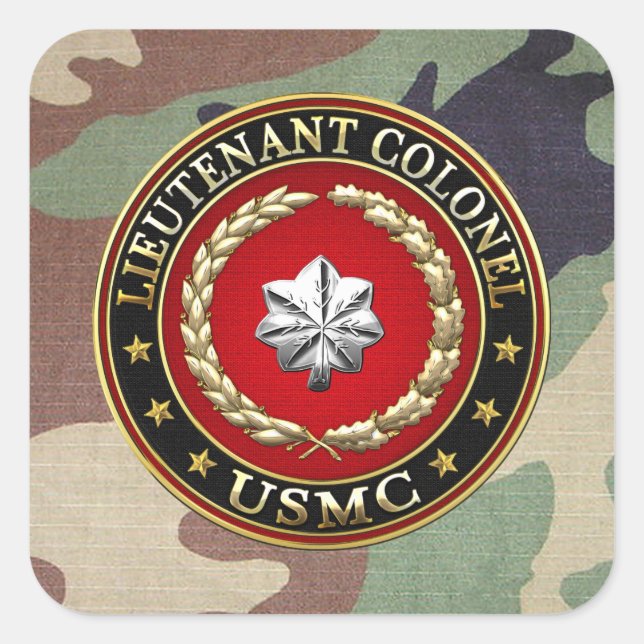 U.S. Marines: Lieutenant Colonel (USMC LtCol) [3D] Square Sticker (Front)