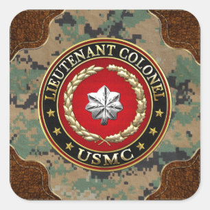 U.S. Marines: Lieutenant Colonel (USMC LtCol) [3D] Square Sticker