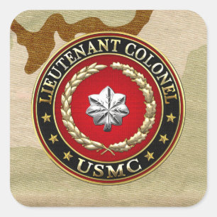 U.S. Marines: Lieutenant Colonel (USMC LtCol) [3D] Square Sticker