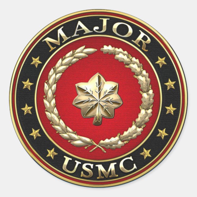 U.S. Marines: Major (USMC Maj) [3D] Classic Round Sticker (Front)