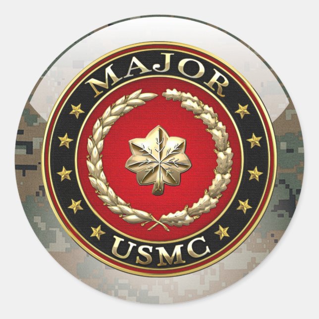 U.S. Marines: Major (USMC Maj) [3D] Classic Round Sticker (Front)