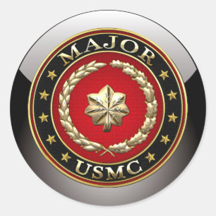 U.S. Marines: Major (USMC Maj) [3D] Classic Round Sticker