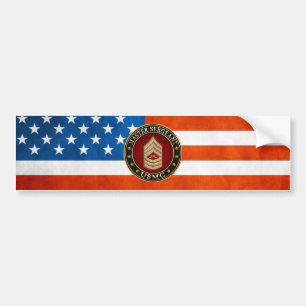 U.S. Marines: Master Sergeant (USMC MSgt) [3D] Bumper Sticker