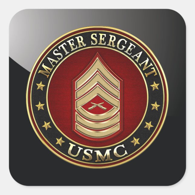 U.S. Marines: Master Sergeant (USMC MSgt) [3D] Square Sticker (Front)