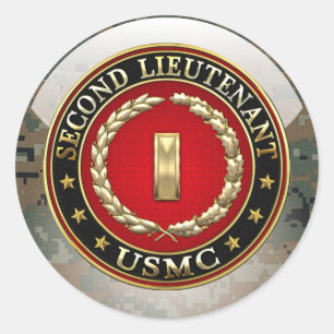 U.S. Marines: Second Lieutenant (USMC 2ndLt) [3D] Classic Round Sticker