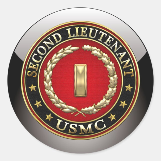 U.S. Marines: Second Lieutenant (USMC 2ndLt) [3D] Classic Round Sticker (Front)