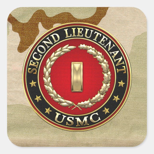 U.S. Marines: Second Lieutenant (USMC 2ndLt) [3D] Square Sticker (Front)