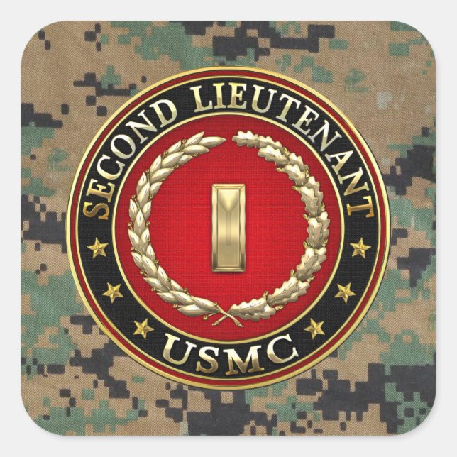 U.S. Marines: Second Lieutenant (USMC 2ndLt) [3D] Square Sticker (Front)