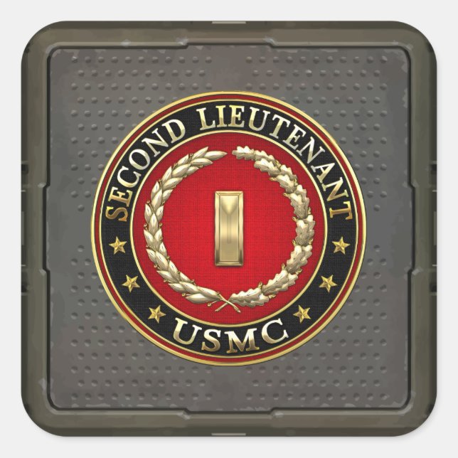 U.S. Marines: Second Lieutenant (USMC 2ndLt) [3D] Square Sticker (Front)
