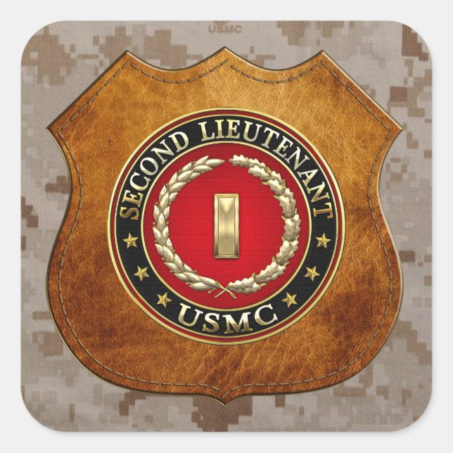 U.S. Marines: Second Lieutenant (USMC 2ndLt) [3D] Square Sticker (Front)