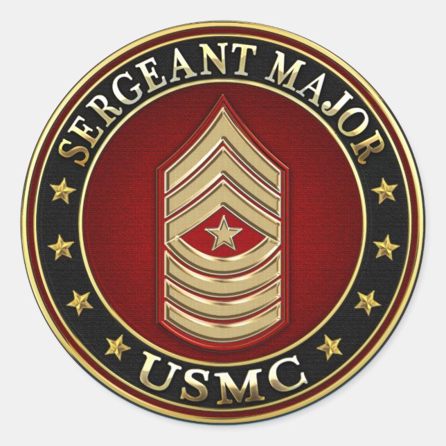 U.S. Marines: Sergeant Major (USMC SgtMaj) [3D] Classic Round Sticker (Front)