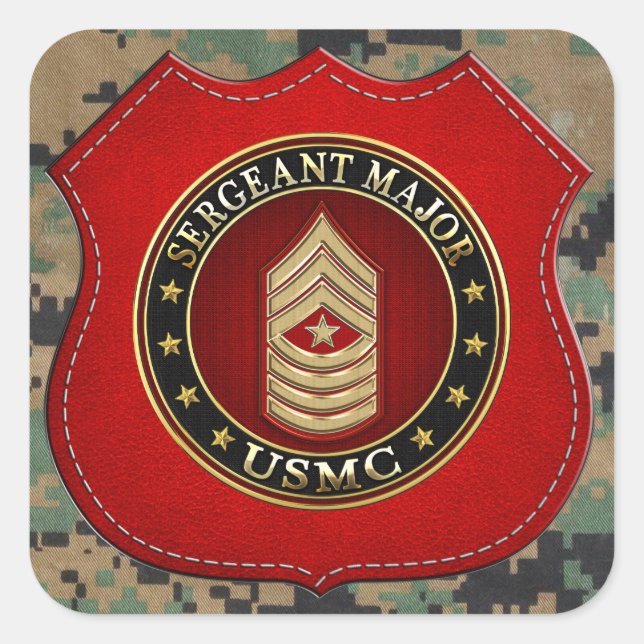 U.S. Marines: Sergeant Major (USMC SgtMaj) [3D] Square Sticker (Front)