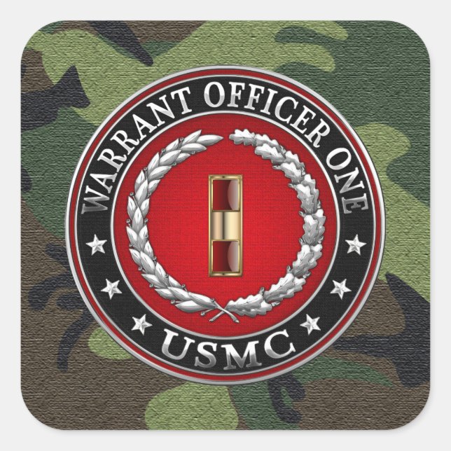 U.S. Marines: Warrant Officer One (USMC WO-1) [3D] Square Sticker (Front)